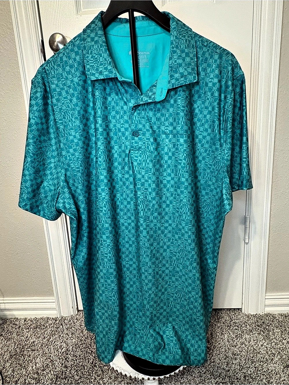 Ben Sherman Sport Geometric Short Sleeve Shirt in teal green XXL Like New